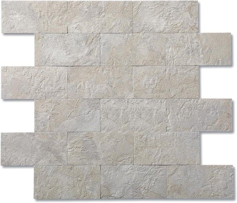 Reovatile 5-Pack Peel and Stick Tile Backsplash 12"X12" PVC Wall Tiles, Stick on Backsplash for Kitchen, Bathroom Tile, Fireplace Décor, Laundry Table, Stair Decals in Beige Ecru - Image 1